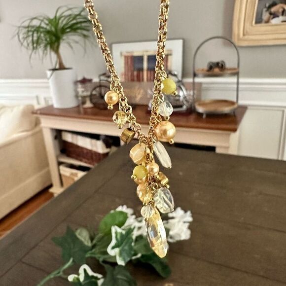 JANNA CONNER Multicolored Dancing Pearls Crystal Gold Tone chain necklace - Picture 2 of 7